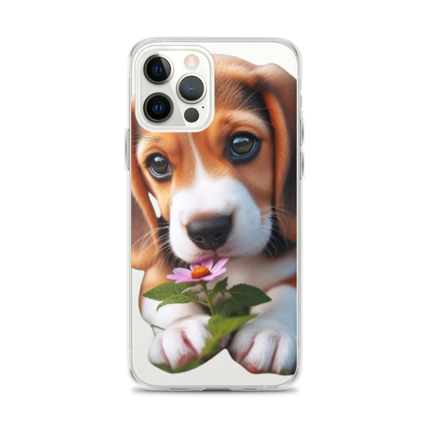 Funda transparente beagle flor