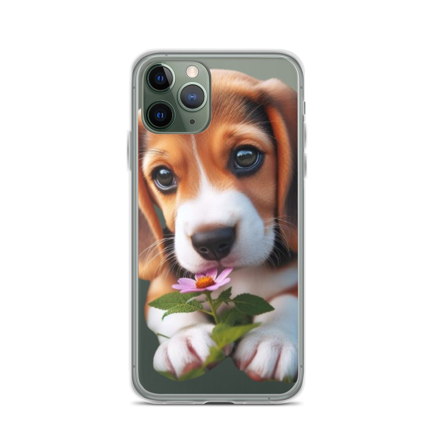 Funda transparente beagle flor