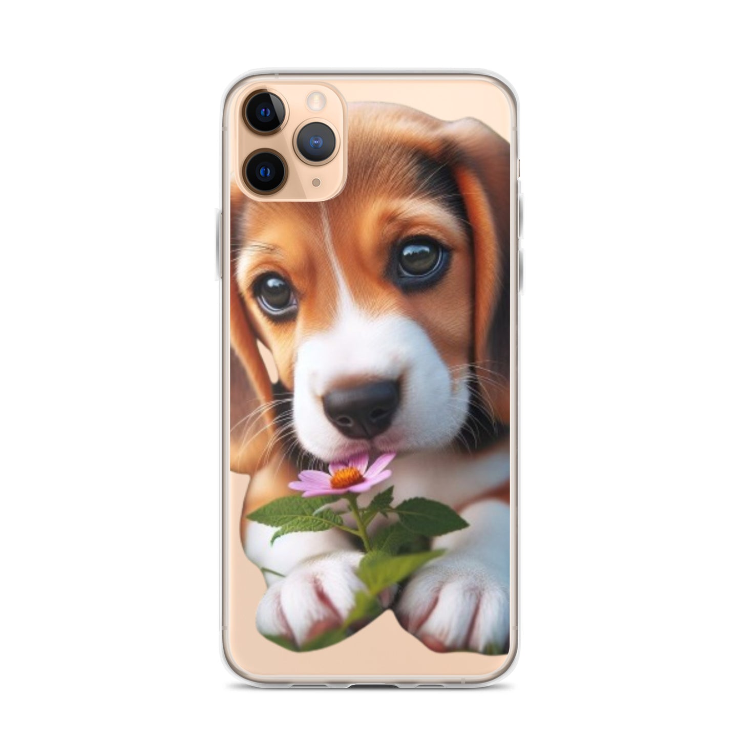 Funda transparente beagle flor