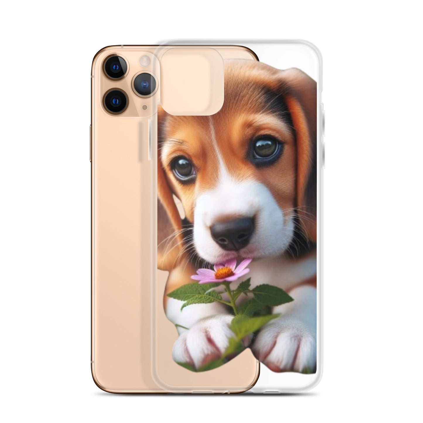 Funda transparente beagle flor