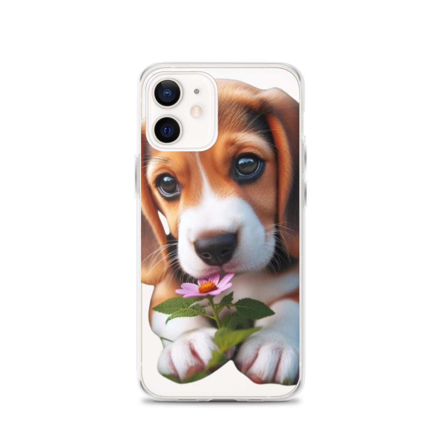 Funda transparente beagle flor