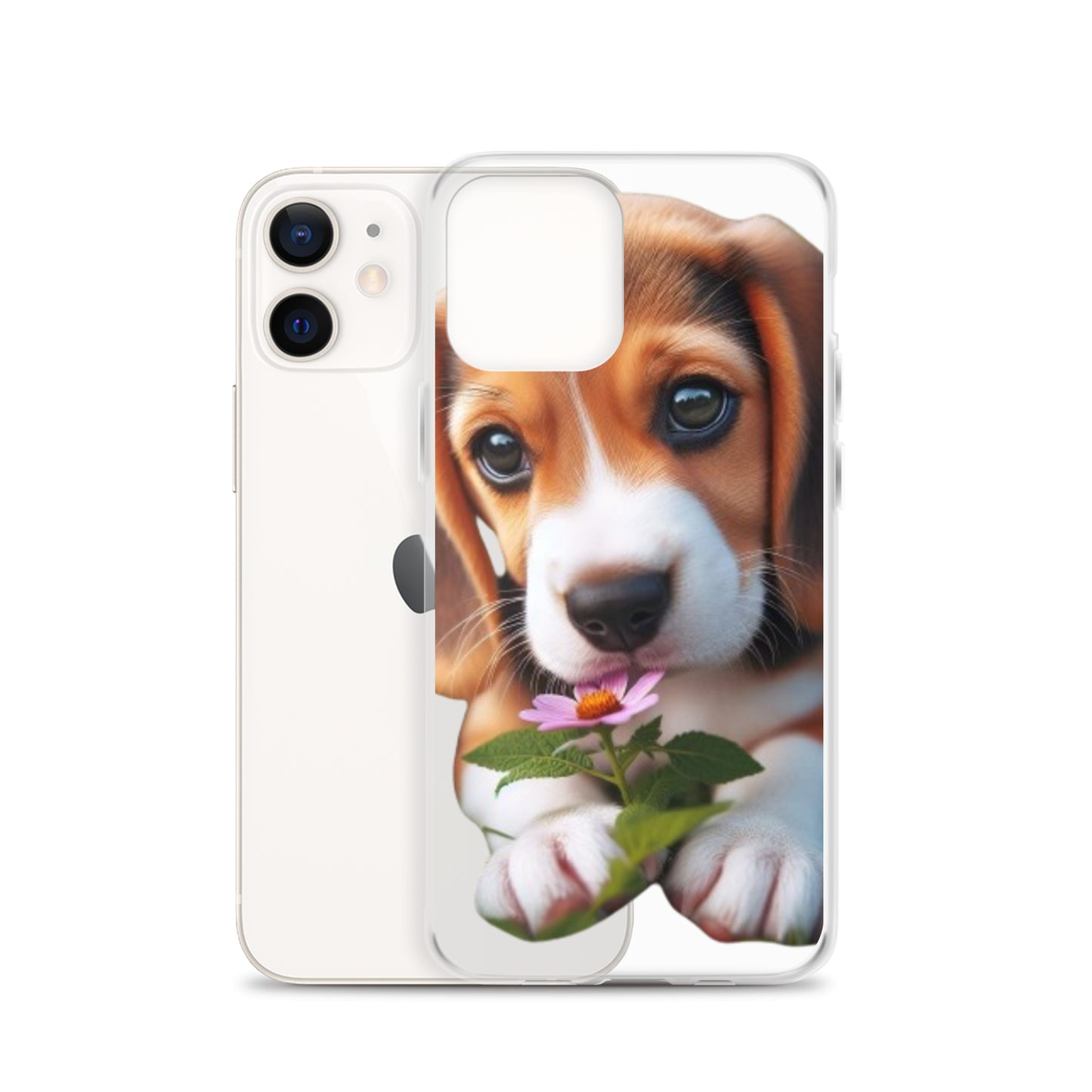 Funda transparente beagle flor