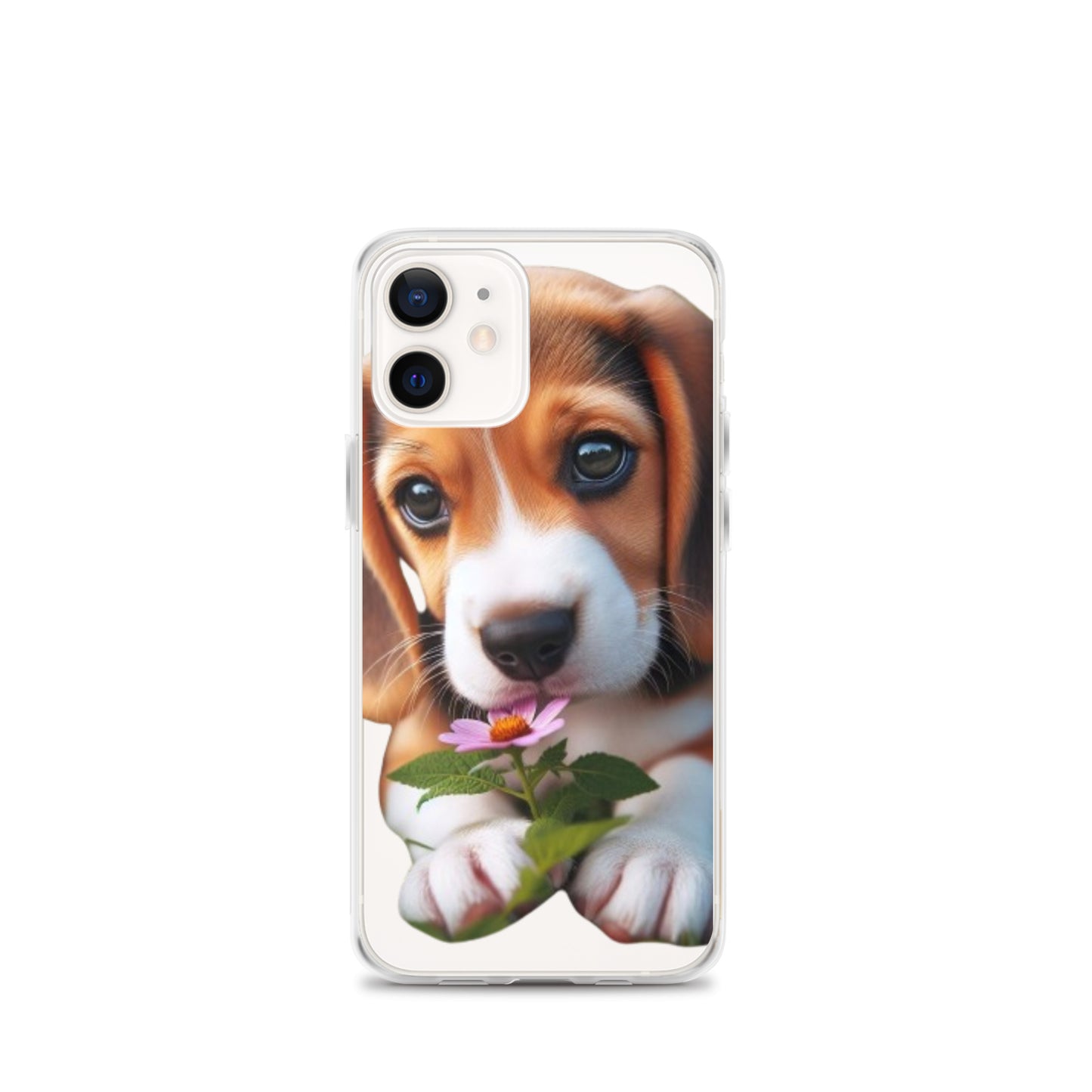 Funda transparente beagle flor