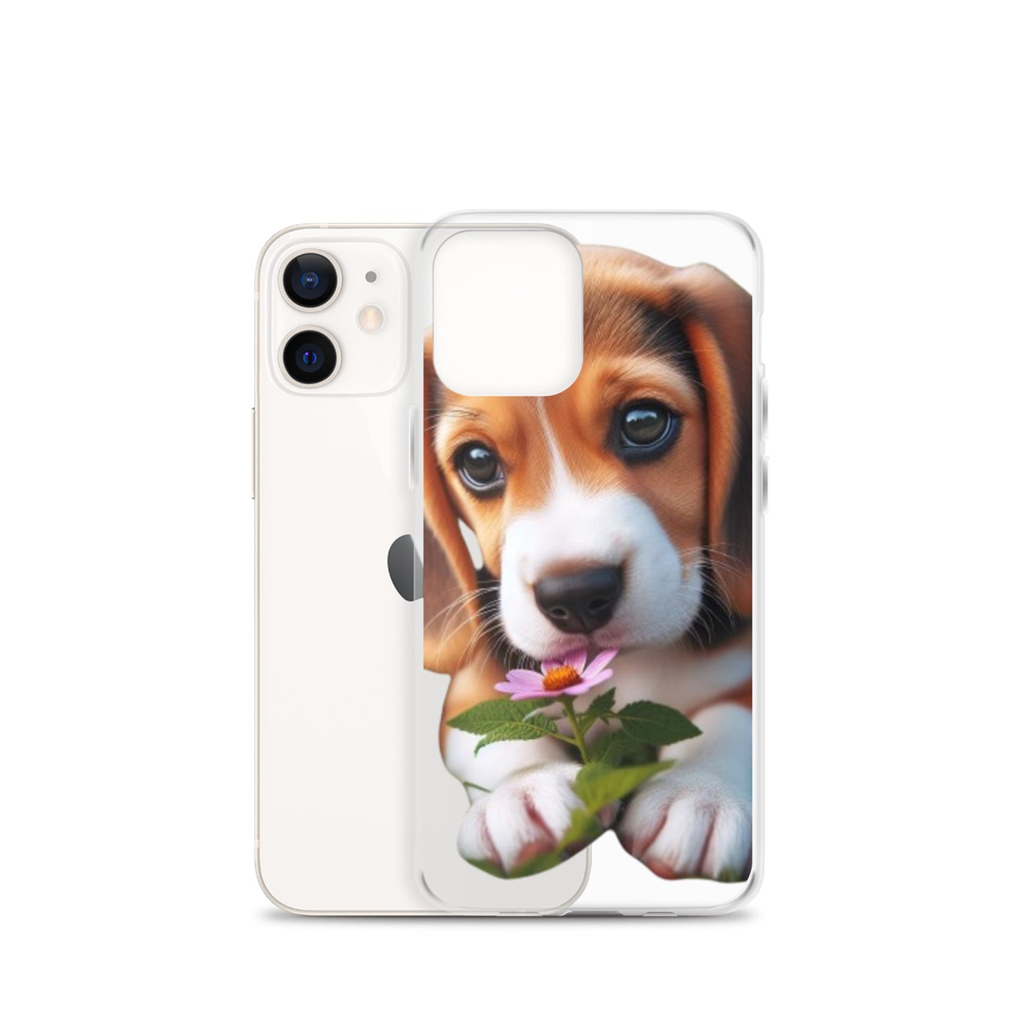 Funda transparente beagle flor