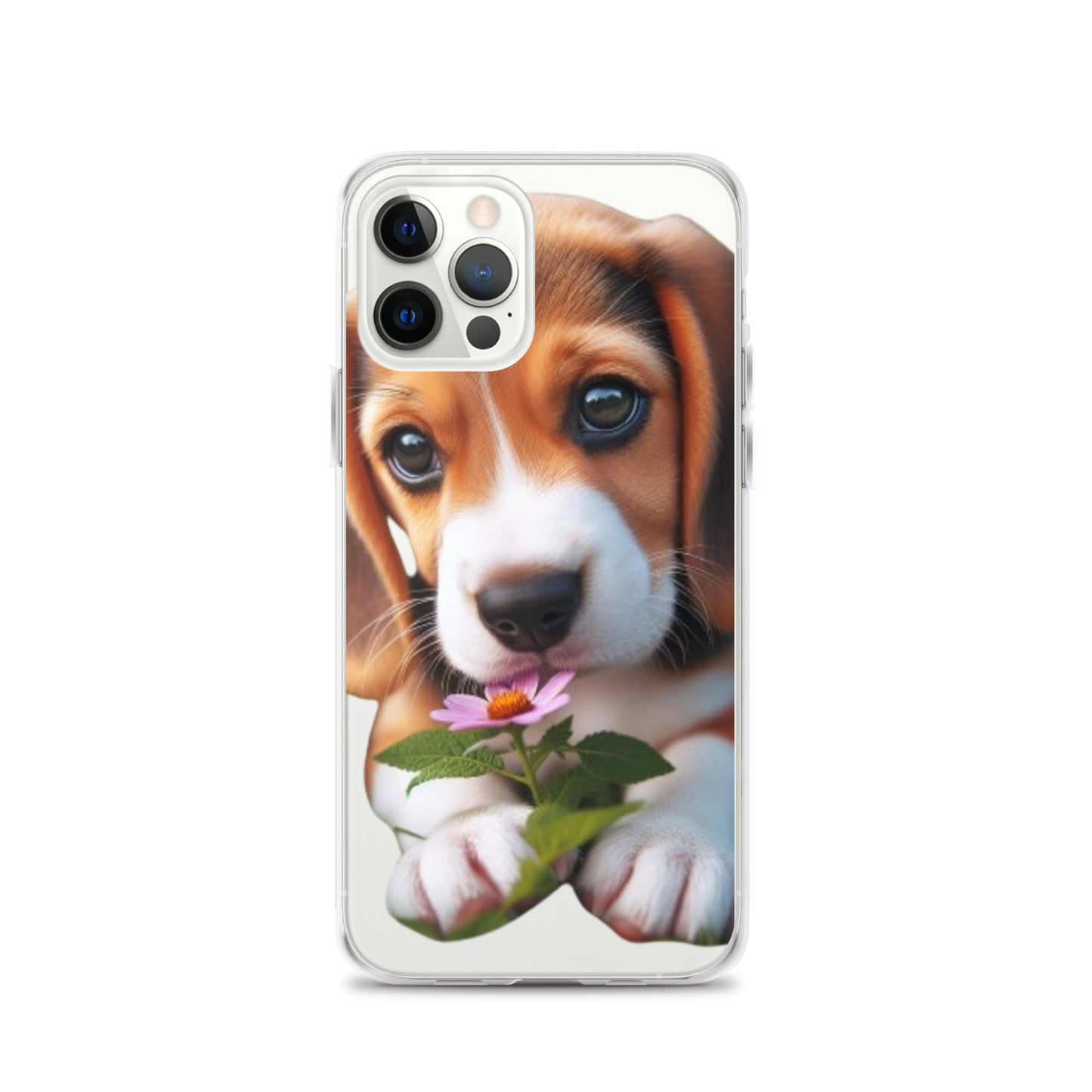 Funda transparente beagle flor