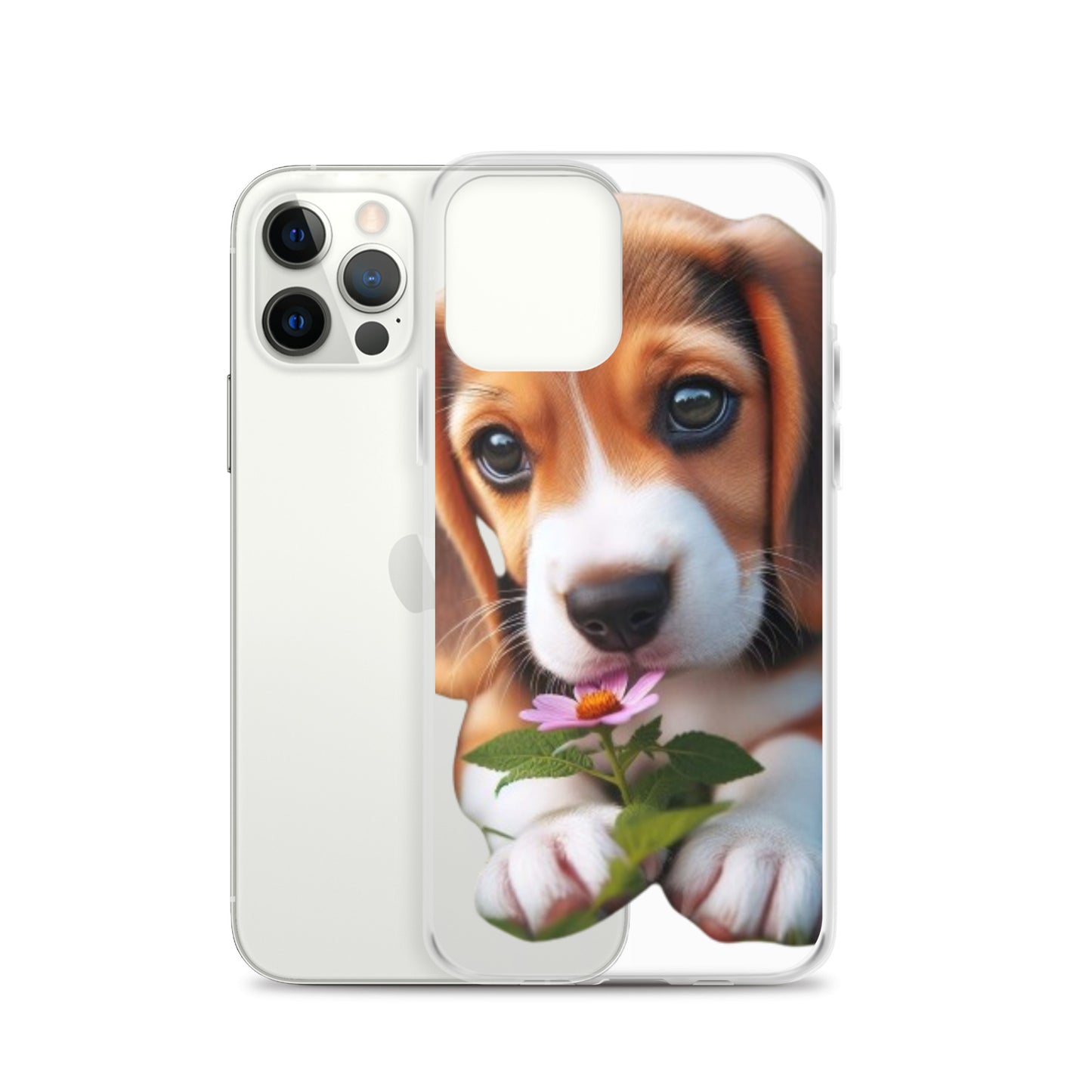 Funda transparente beagle flor