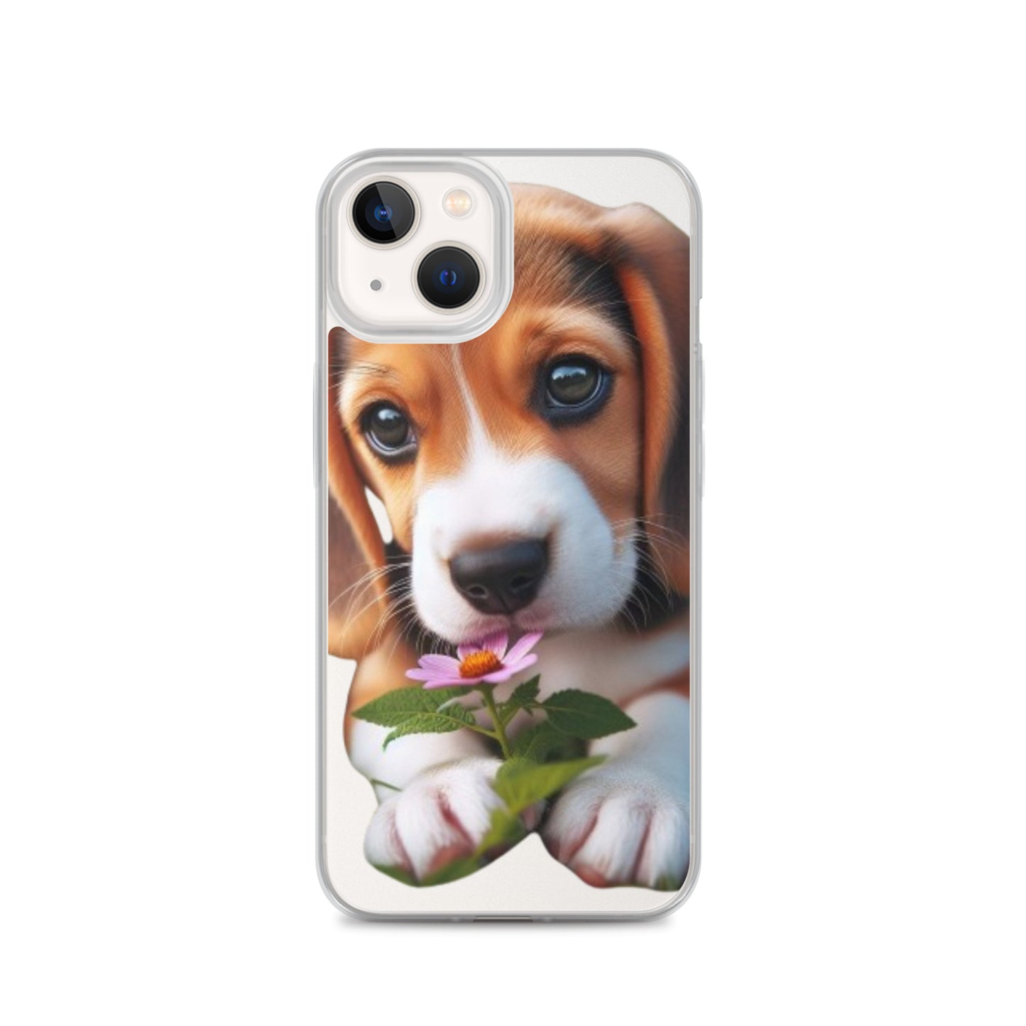 Funda transparente beagle flor