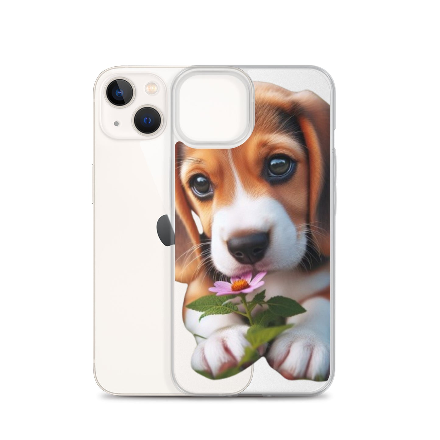 Funda transparente beagle flor