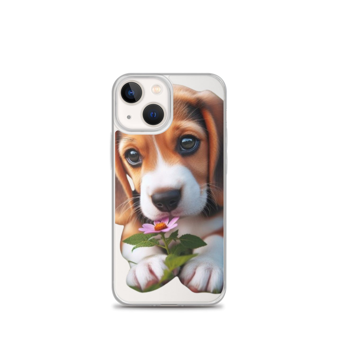 Funda transparente beagle flor