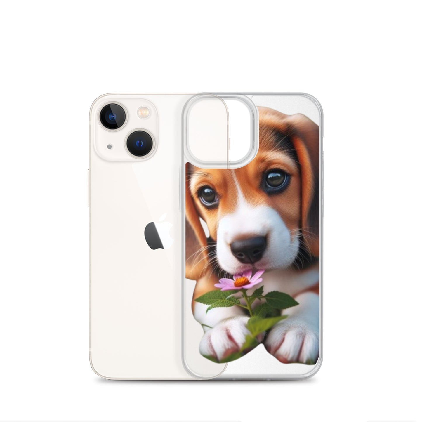 Funda transparente beagle flor