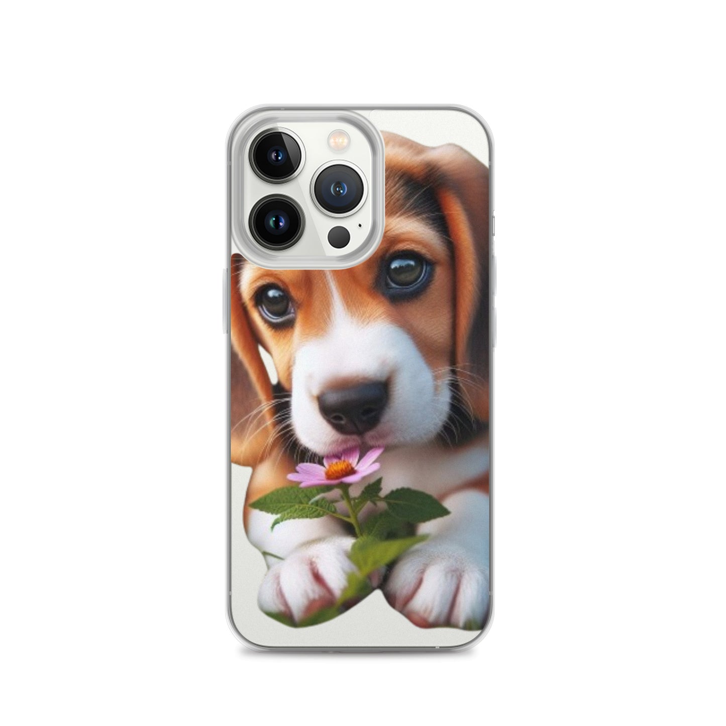 Funda transparente beagle flor