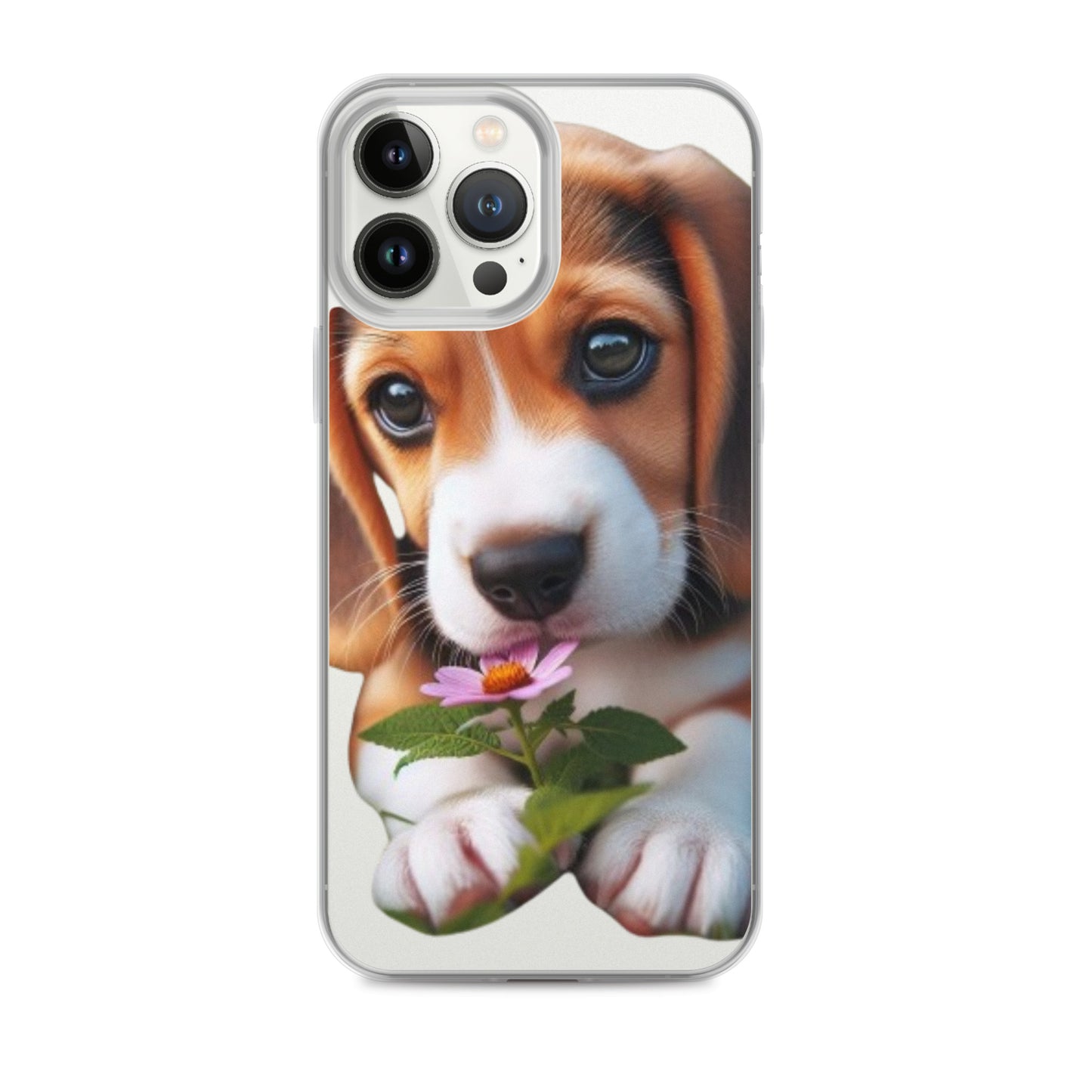 Funda transparente beagle flor