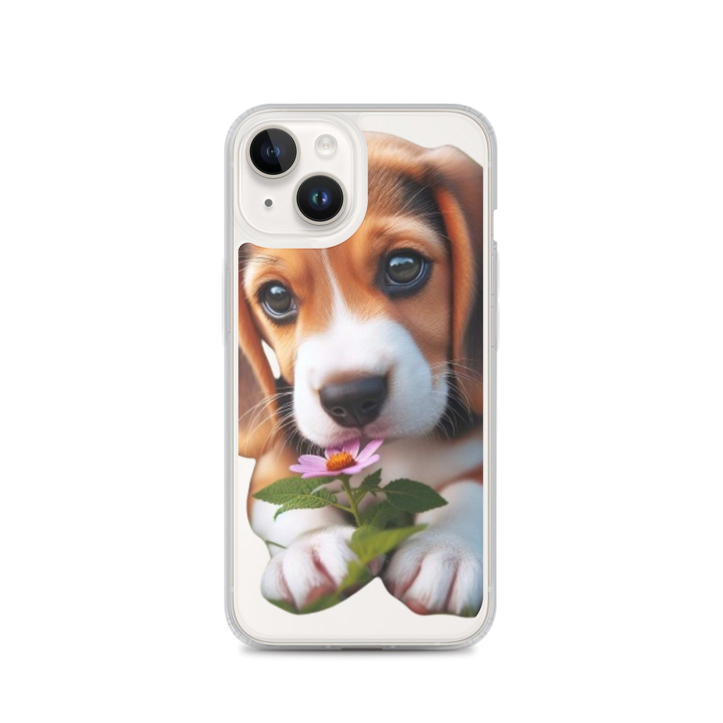 Funda transparente beagle flor