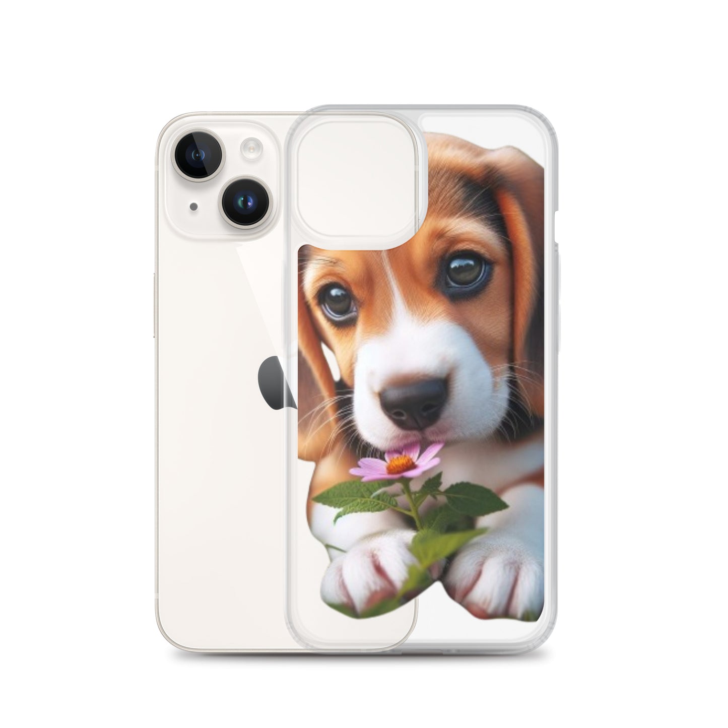 Funda transparente beagle flor