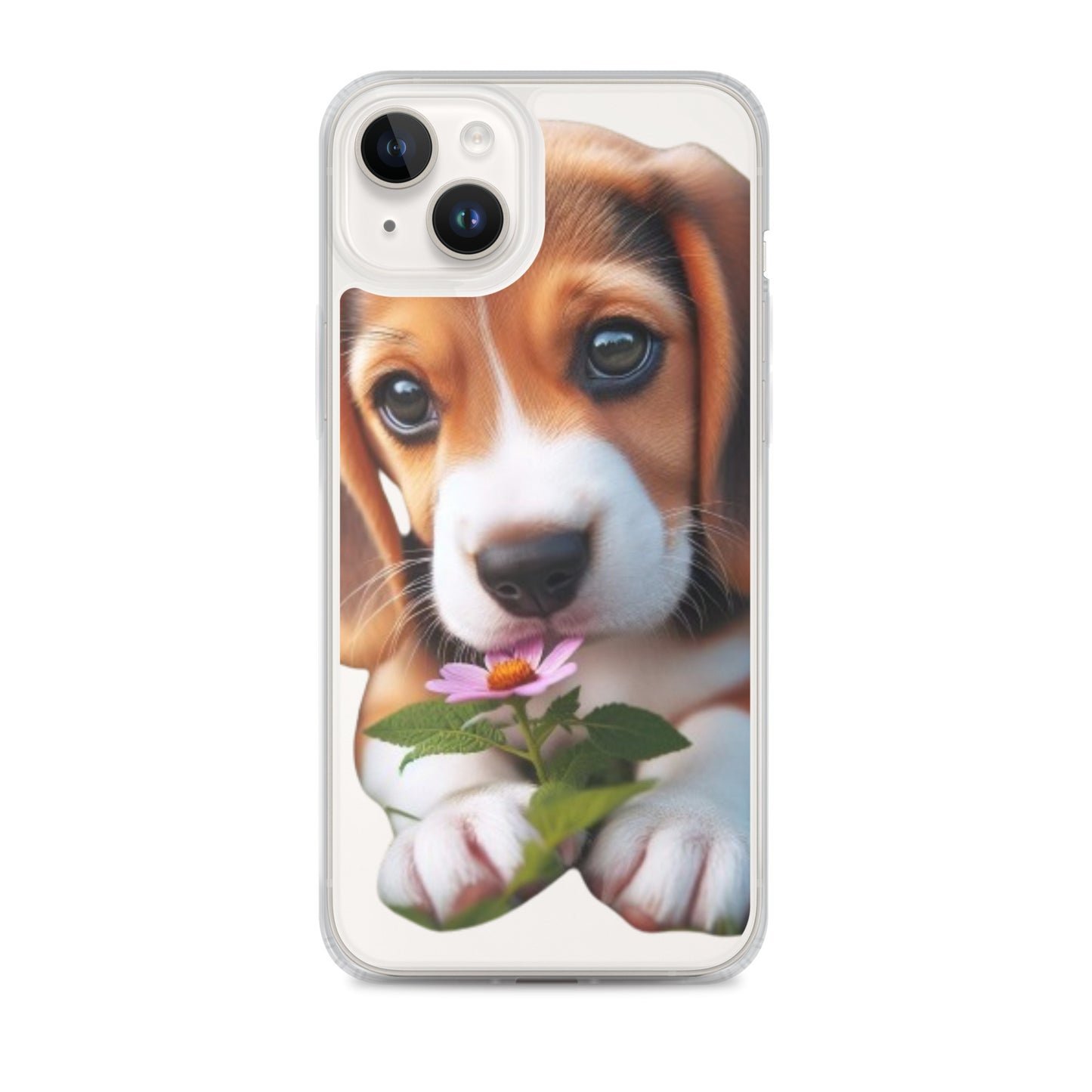 Funda transparente beagle flor