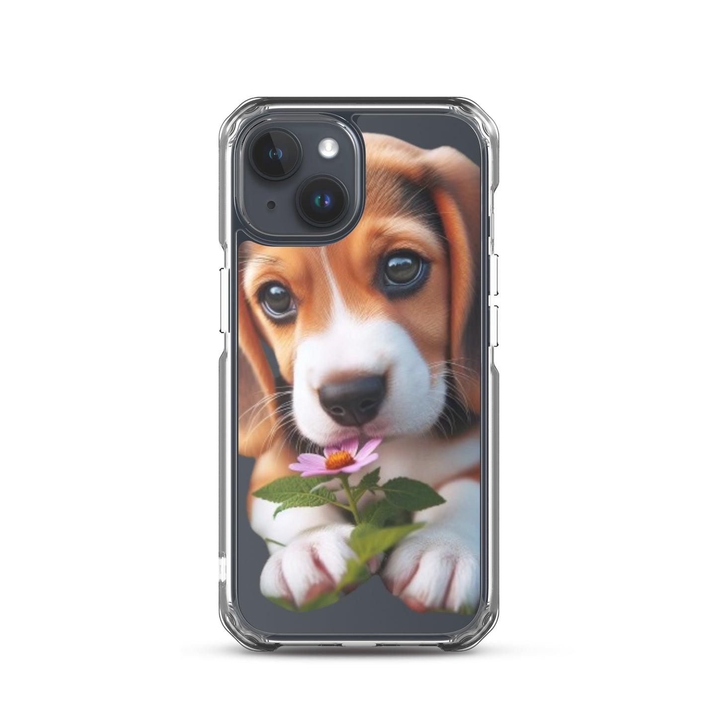 Funda transparente beagle flor