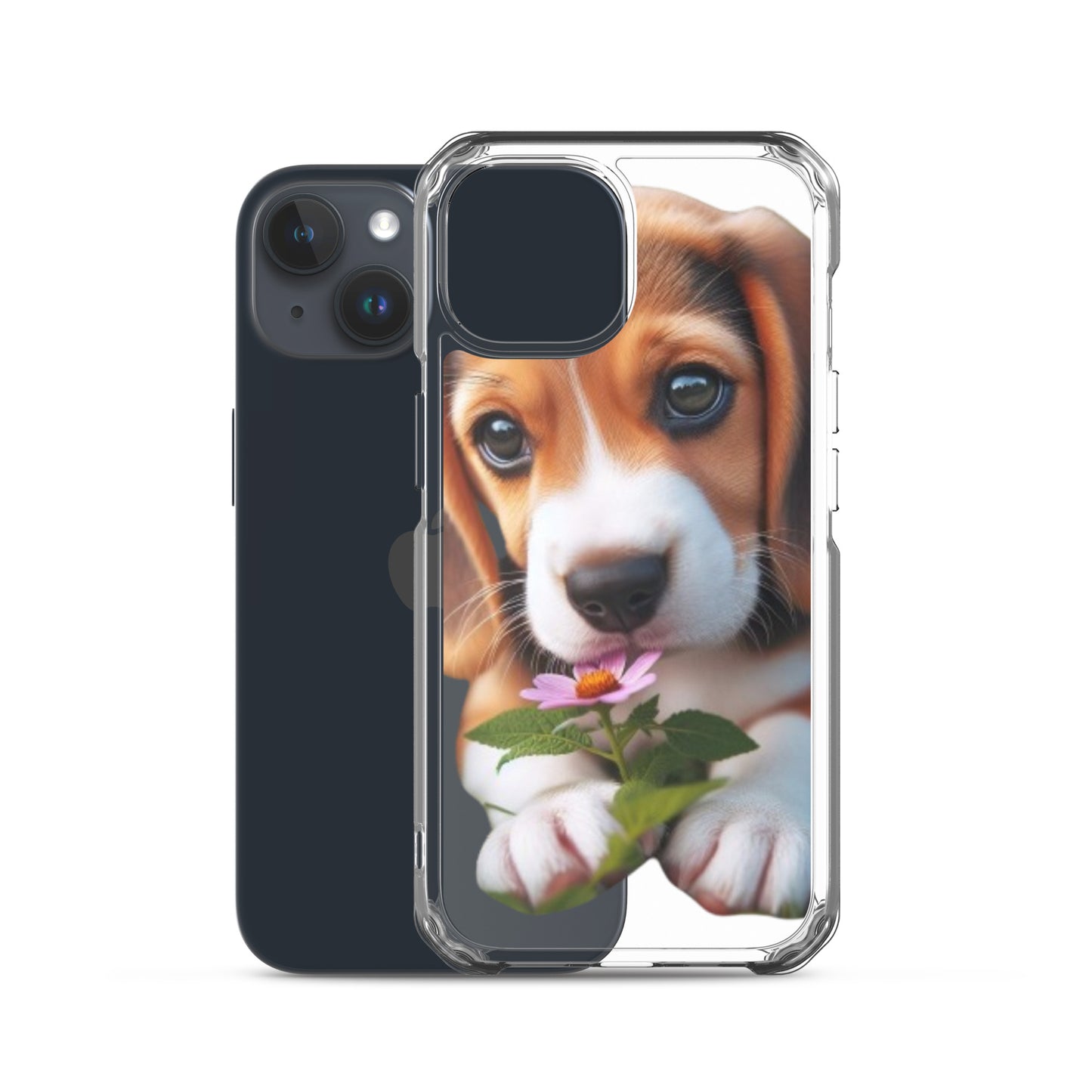 Funda transparente beagle flor