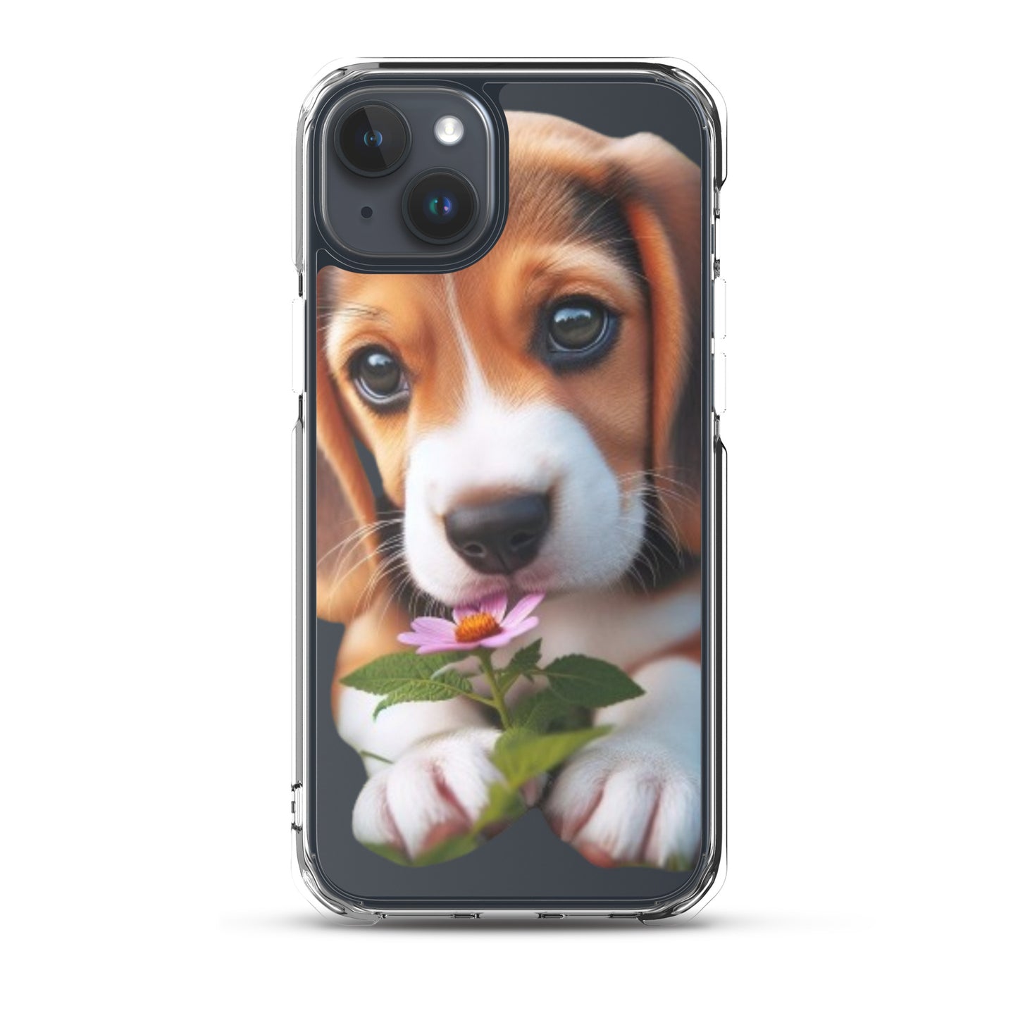 Funda transparente beagle flor