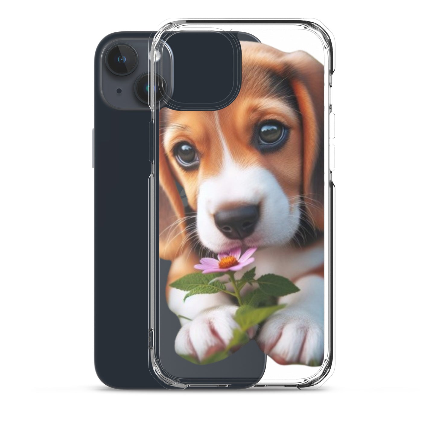 Funda transparente beagle flor