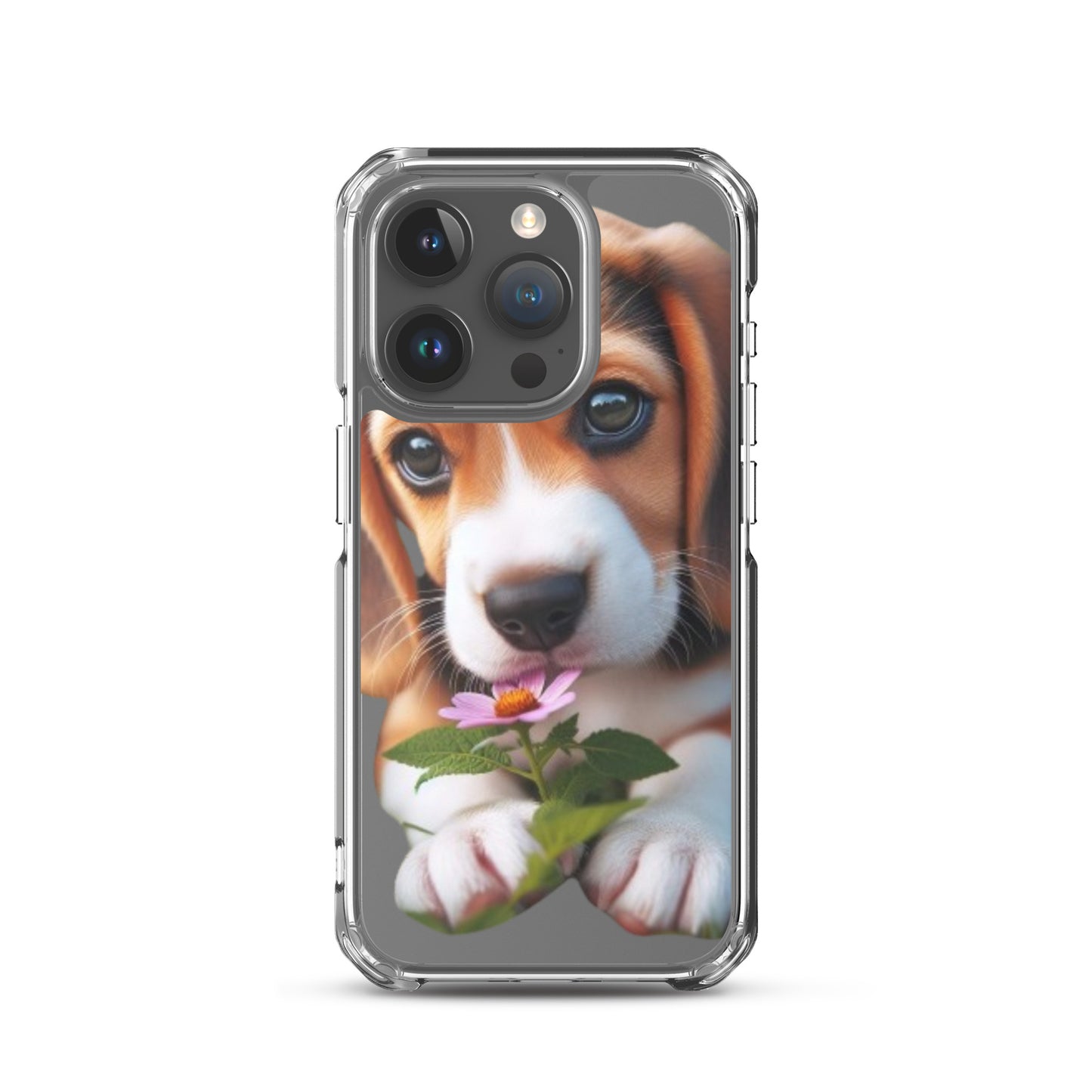 Funda transparente beagle flor