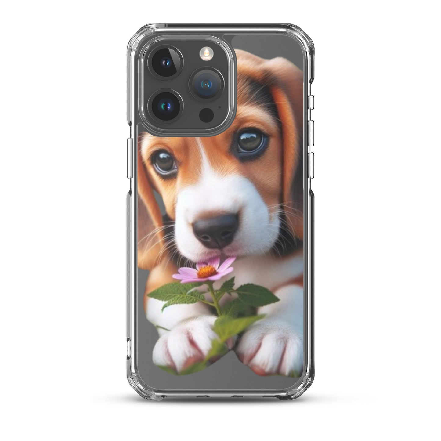 Funda transparente beagle flor