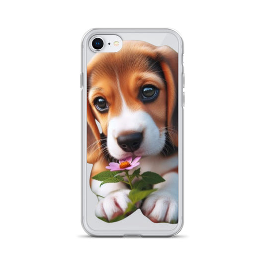 Funda transparente beagle flor