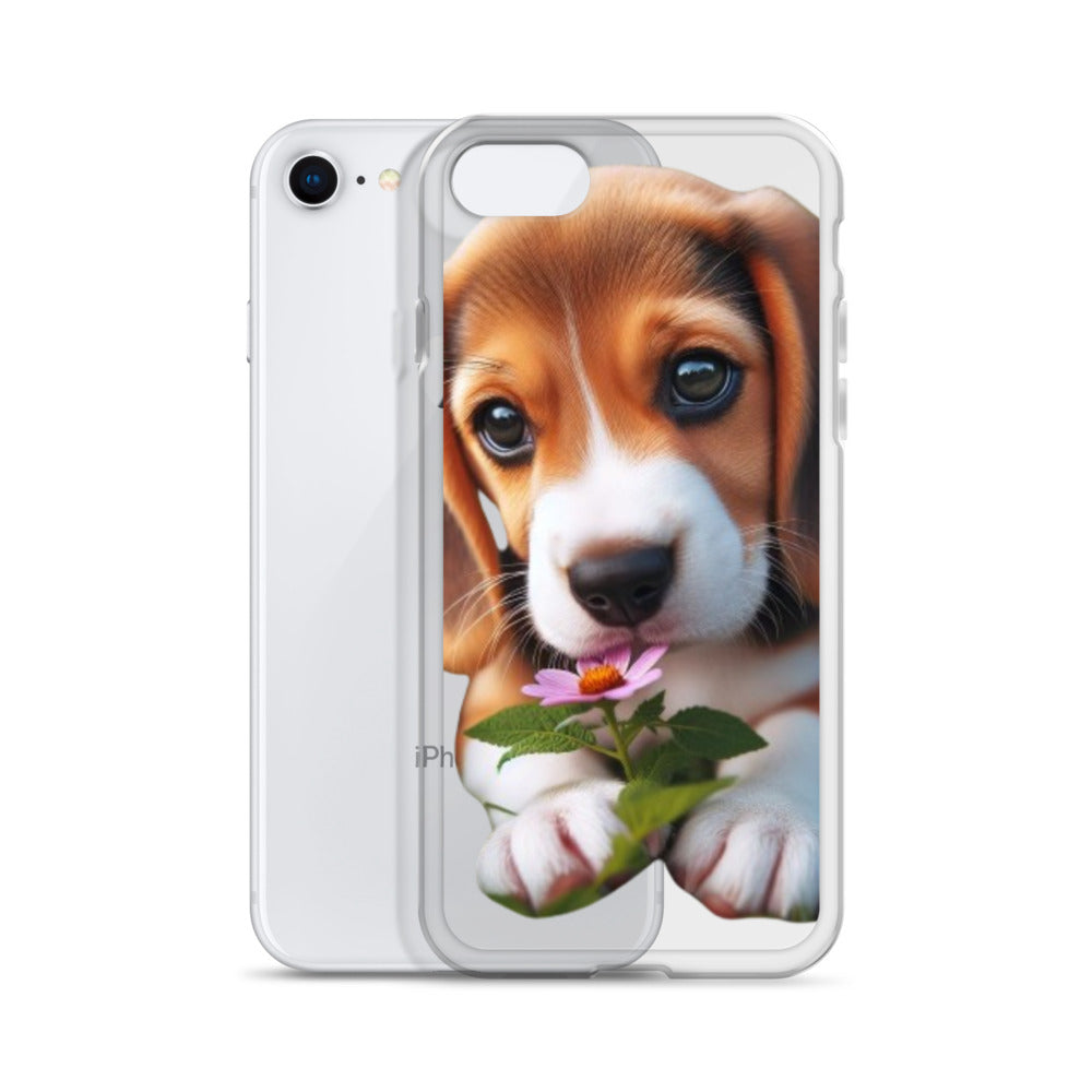 Funda transparente beagle flor