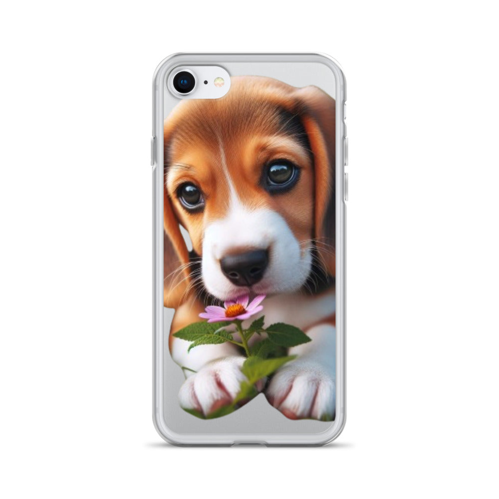 Funda transparente beagle flor