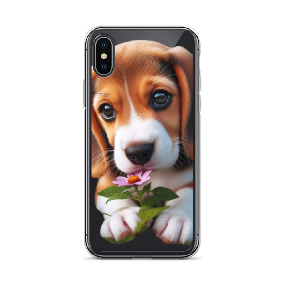 Funda transparente beagle flor