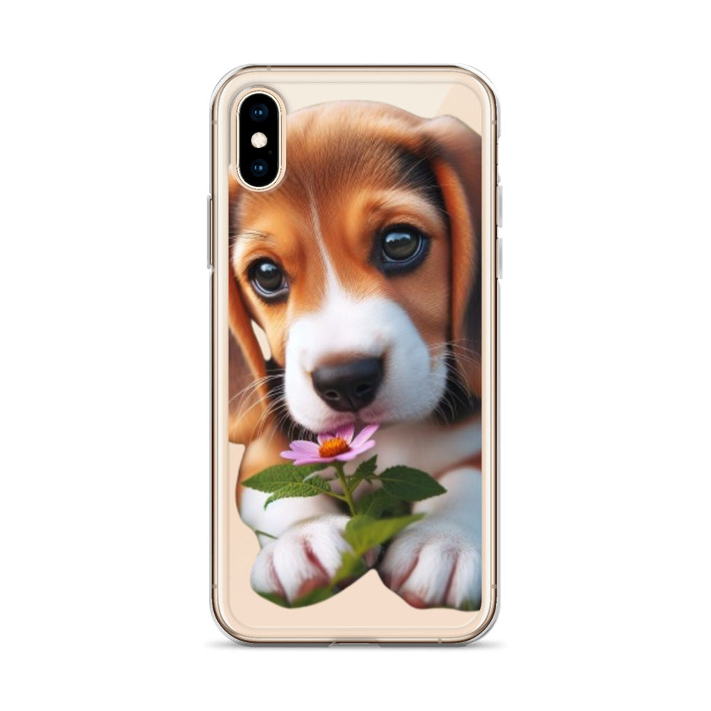 Funda transparente beagle flor