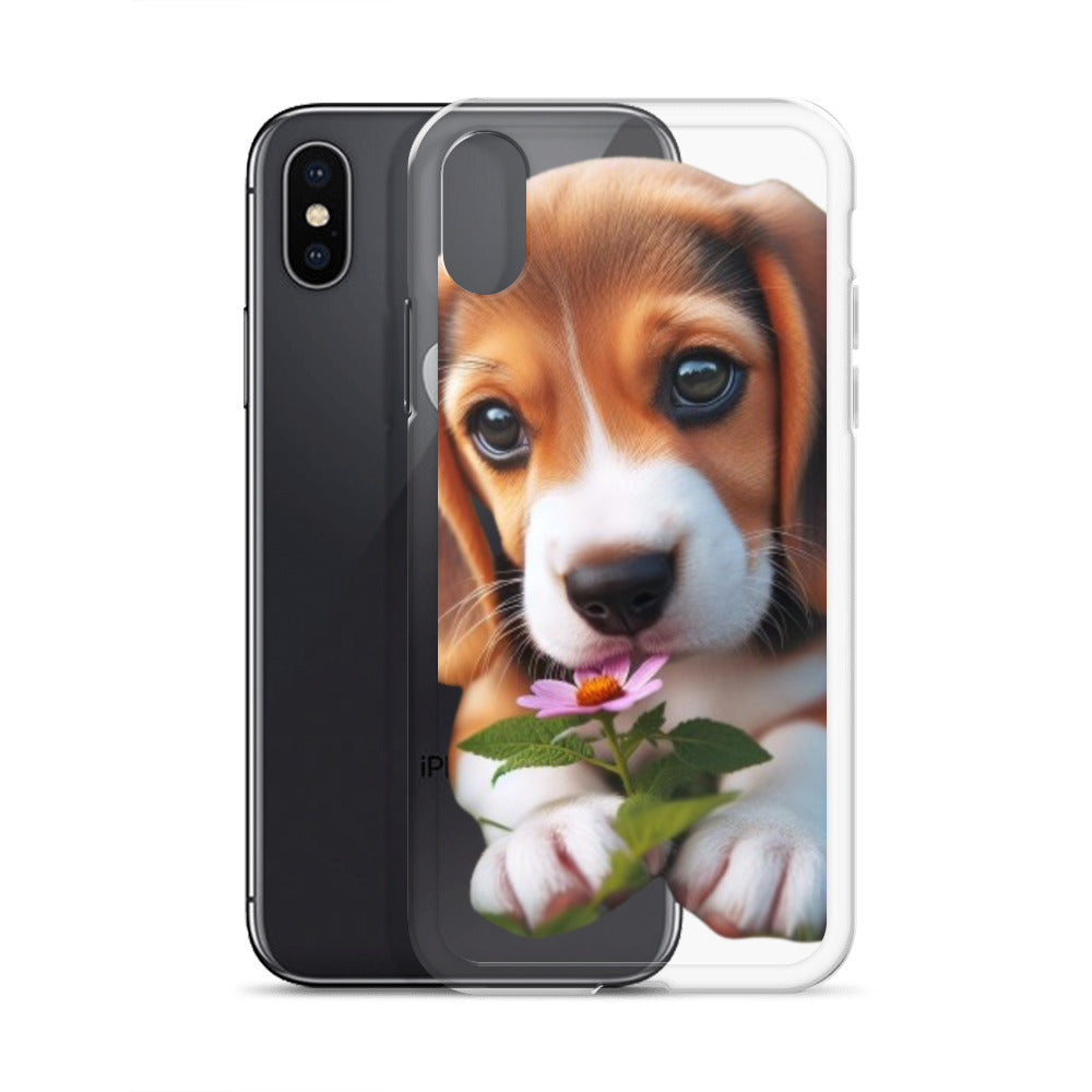 Funda transparente beagle flor