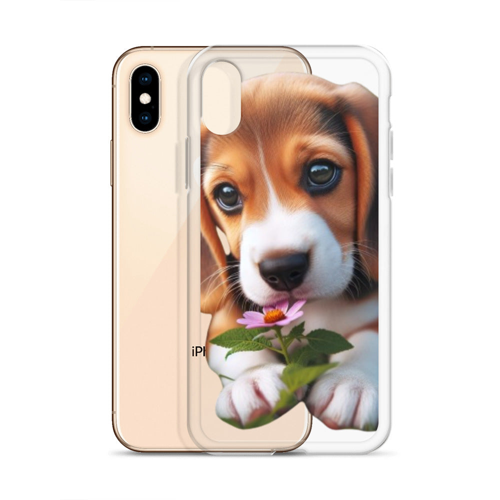 Funda transparente beagle flor