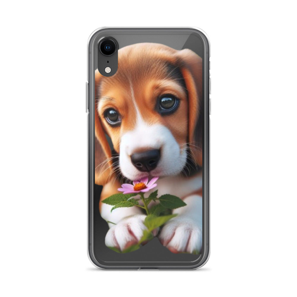 Funda transparente beagle flor