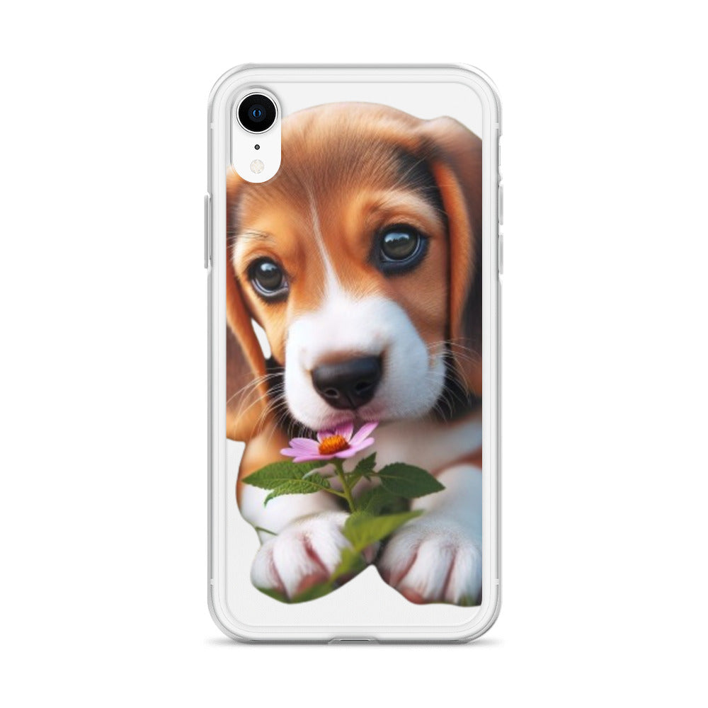 Funda transparente beagle flor