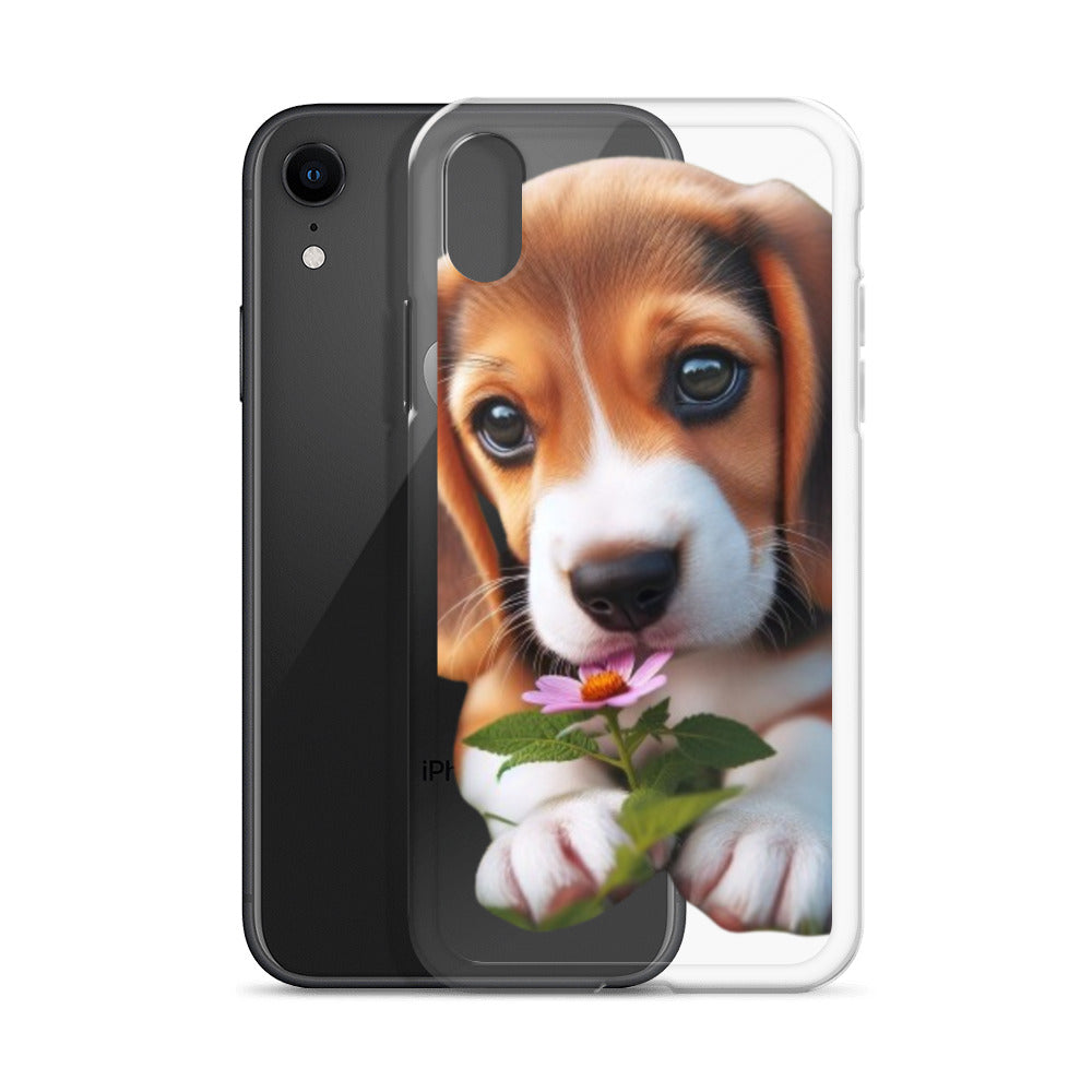 Funda transparente beagle flor