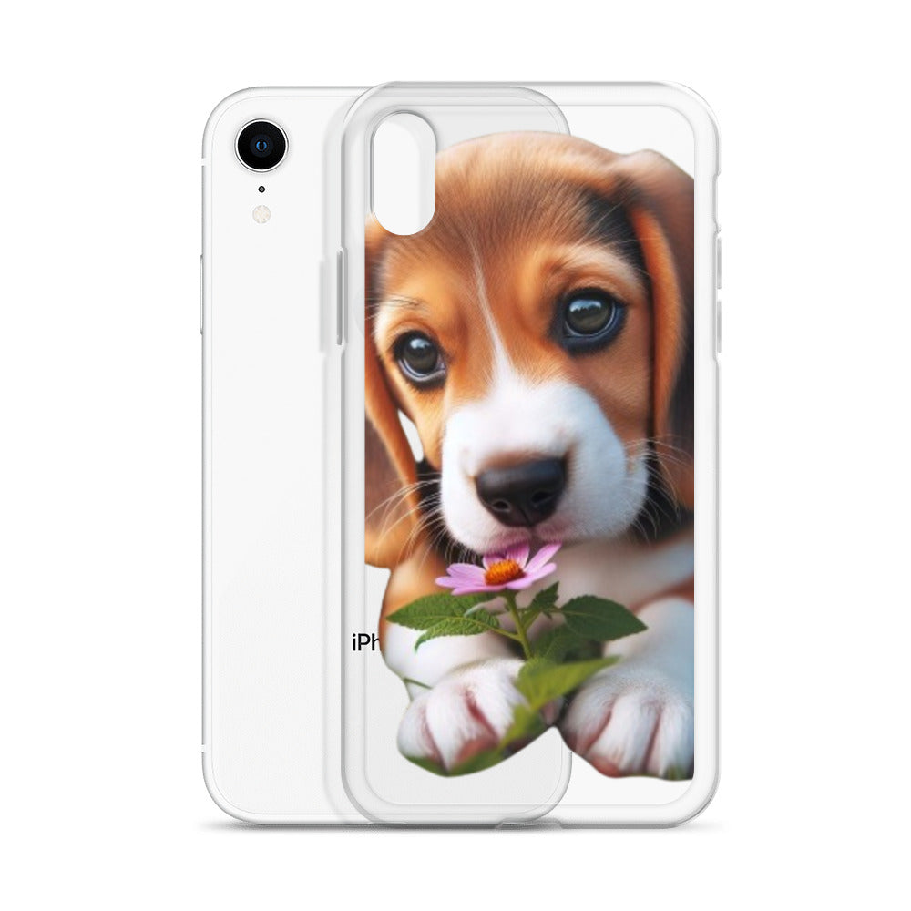 Funda transparente beagle flor