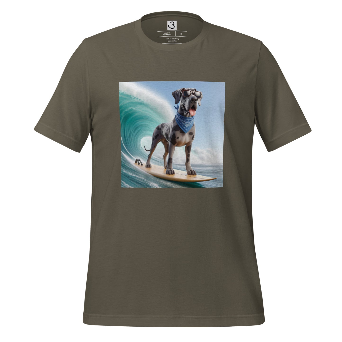 Camiseta gran danés surfista