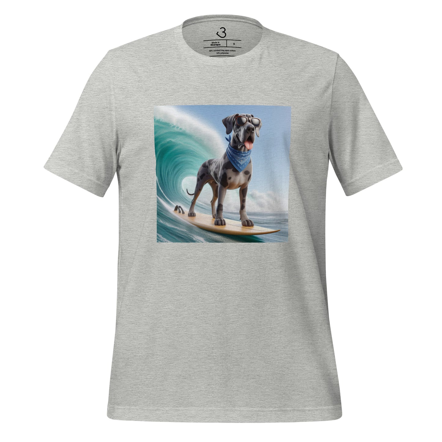 Camiseta gran danés surfista