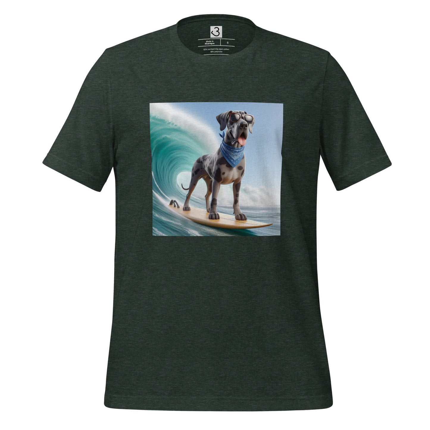 Camiseta gran danés surfista