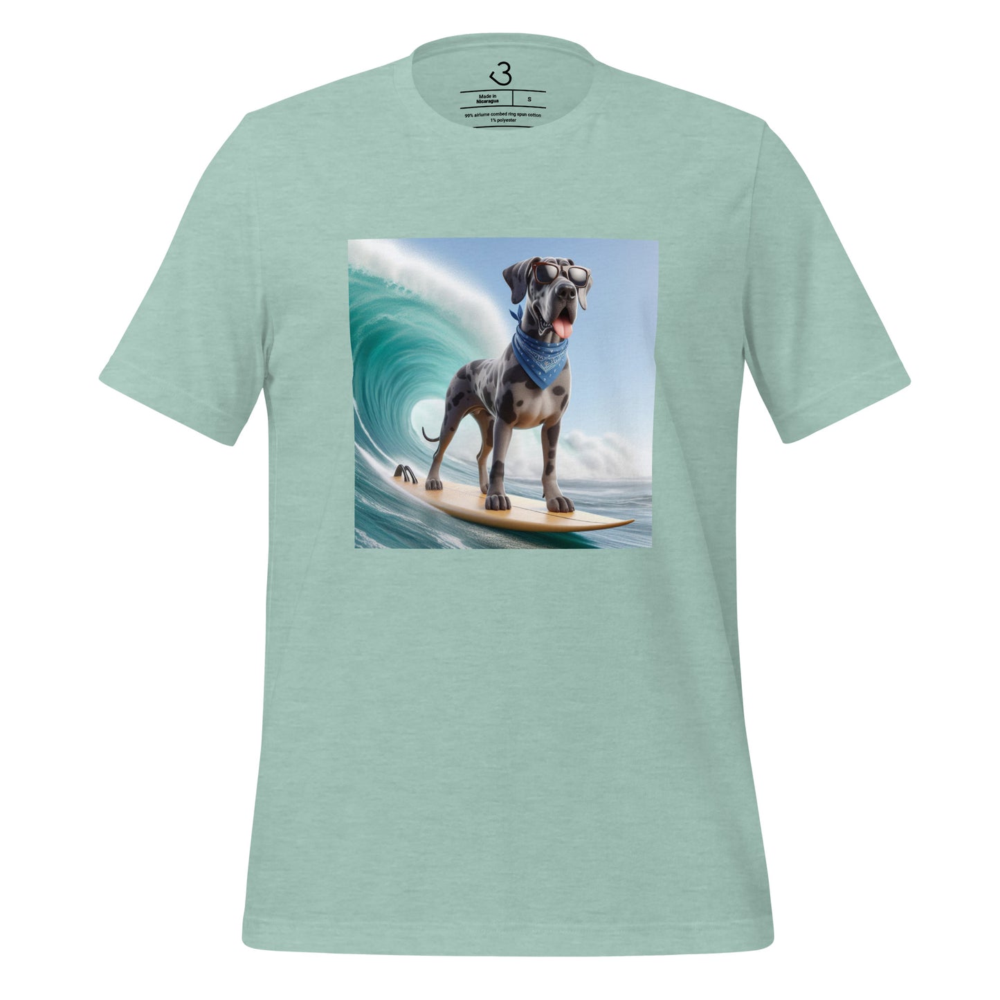 Camiseta gran danés surfista