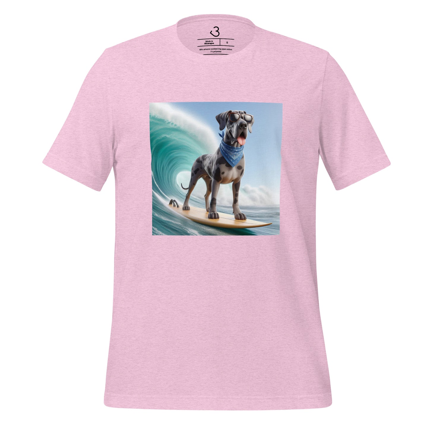 Camiseta gran danés surfista