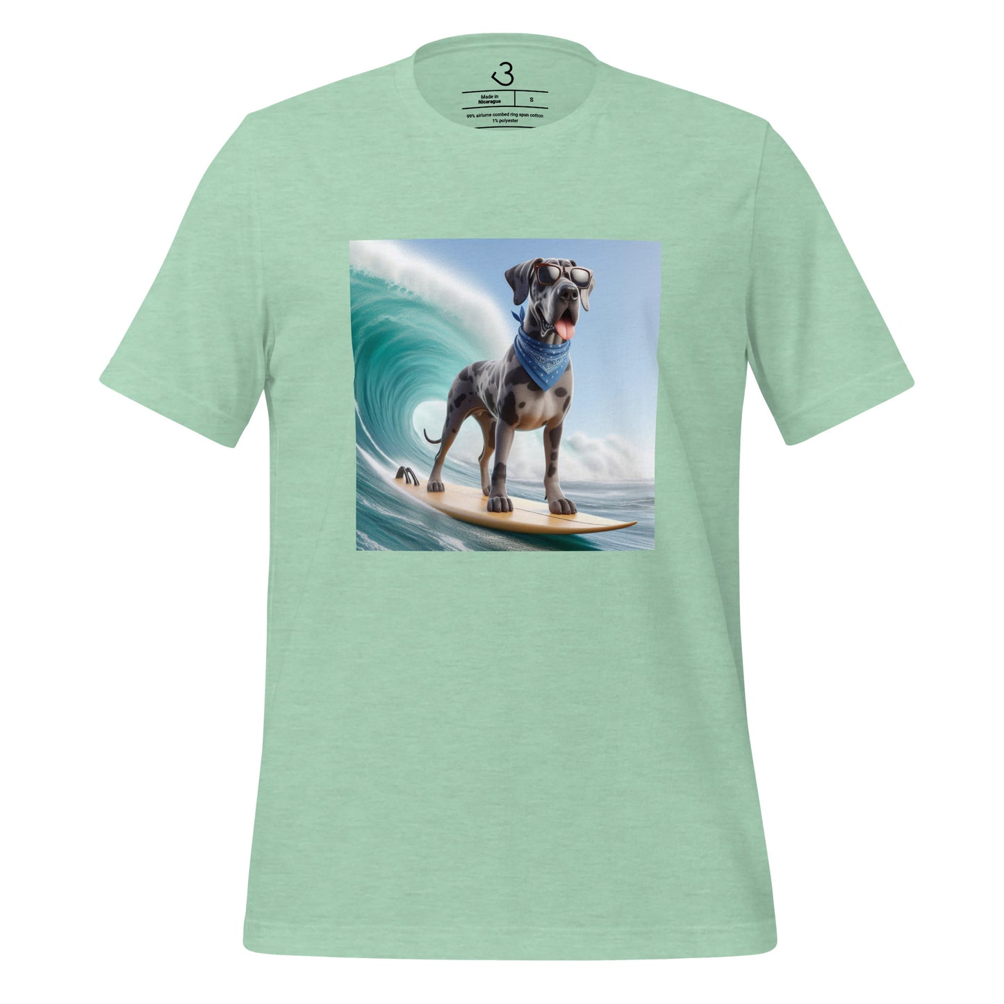 Camiseta gran danés surfista