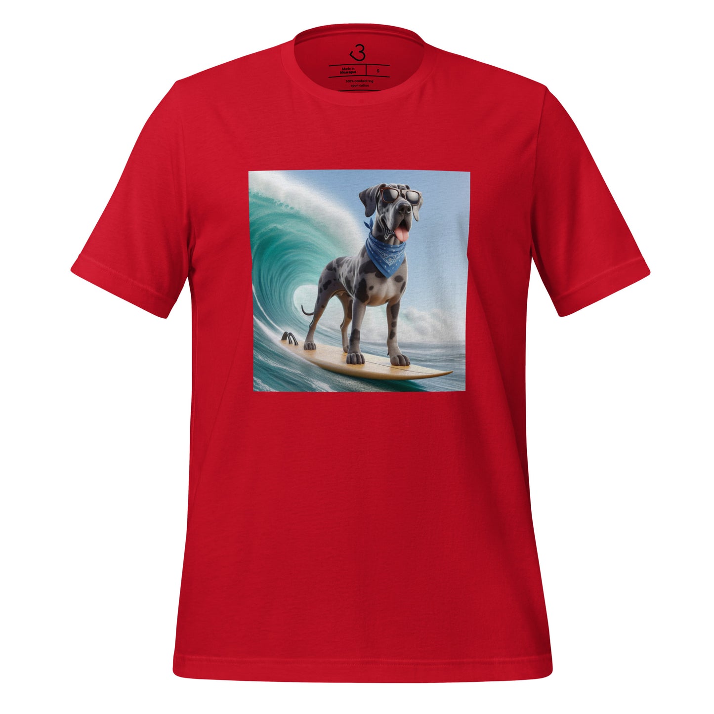 Camiseta gran danés surfista