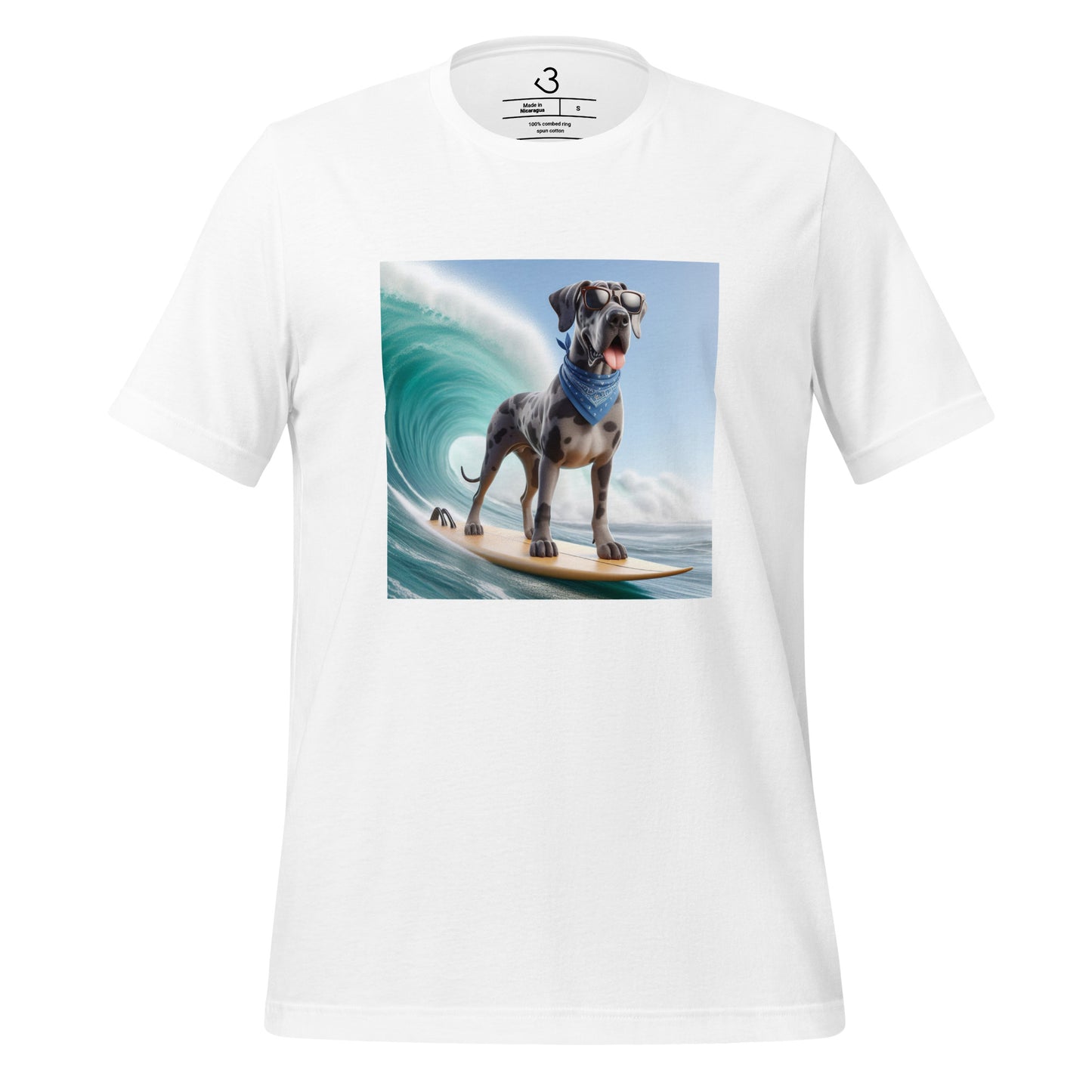 Camiseta gran danés surfista